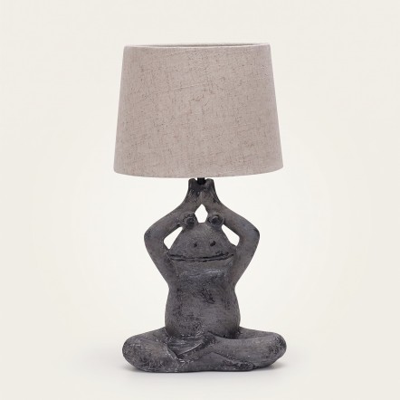 Fauna Yoga Kurbağa Figürlü Keten Dokulu Kumaş Abajur 20x38 cm