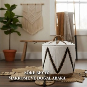 SÖKE BEYAZ Makrome ve Doğal Abaka